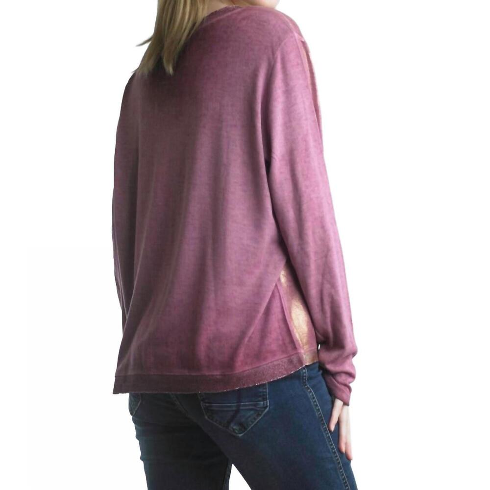 NEW TEMPO PARIS painted long sleeve tee in bordeaux gold - Picture 2 of 3